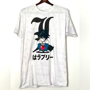 Ripple Junction Deathnote T-Shirt Men’s Large White Gray Anime Crouching‎ Chiba